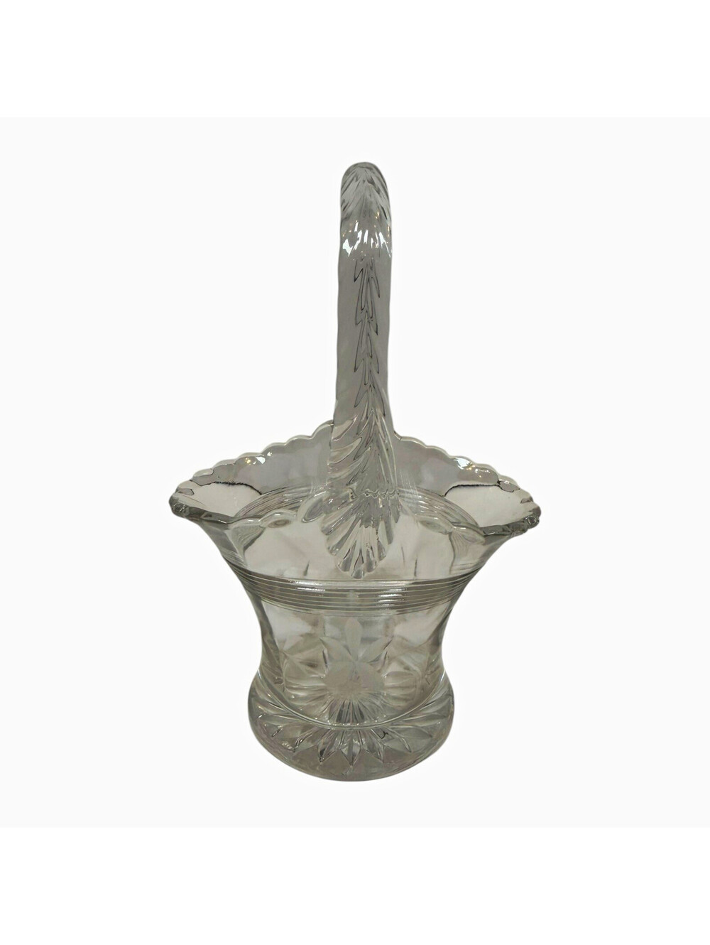 Antique Duncan & Miller Tavern Glass Basket Cut Floral Mark Pat’d #83 c.1914